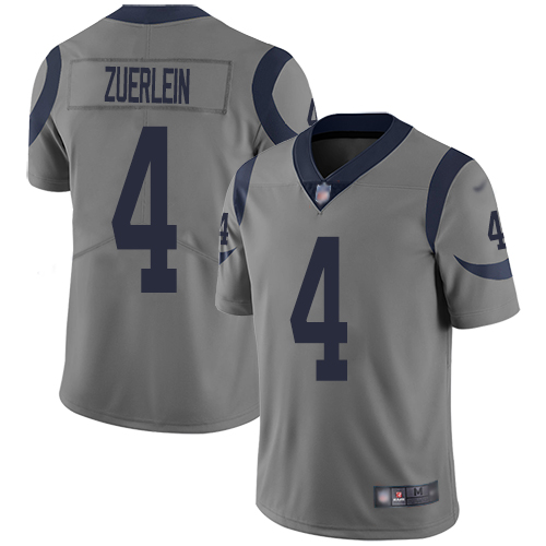 Los Angeles Rams Limited Gray Men Greg Zuerlein Jersey NFL Football #4 Inverted Legend->youth nfl jersey->Youth Jersey